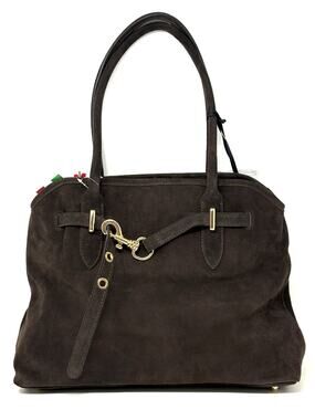 Marlon Suede Shoulder Bag Purse Dark Chocolate Brown Eva Gold Ring Hook NWT